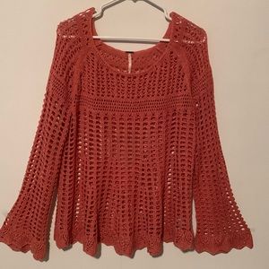 Free People Crochet Blouse in Rust